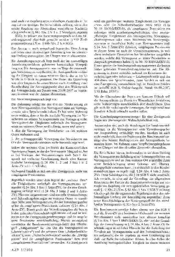 Vorschauseite 3: Medizinisches Versorgungszentrum (AAVZ) muss am Vertragsarztsitz alle ärztlichen Leistungen erbringen, um fachübergreifend tätig zu sein