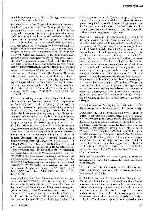 Vorschauseite 5: Medizinisches Versorgungszentrum (AAVZ) muss am Vertragsarztsitz alle ärztlichen Leistungen erbringen, um fachübergreifend tätig zu sein