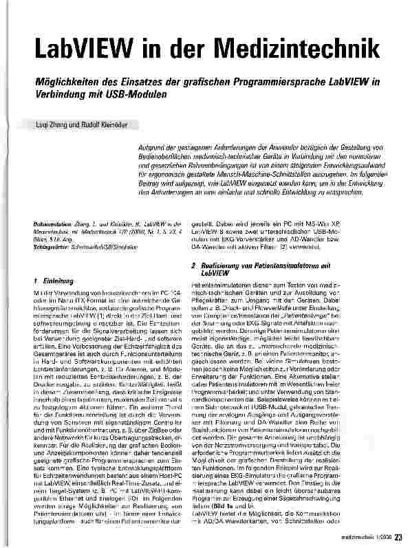 Vorschauseite 1: LabVIEW in der Medizintechnik