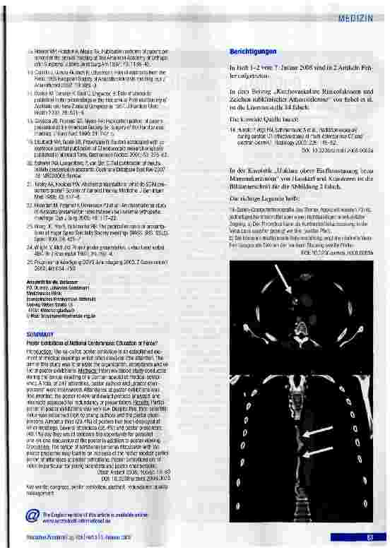 Vorschauseite 6: Posterausstellungen auf nationalen Fachkongressen - Bereicherung oder Farce?