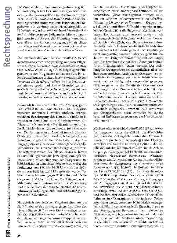 Vorschauseite 2: Zur Betriebsuntersagung eines nicht angemeldeten Seniorenheims
