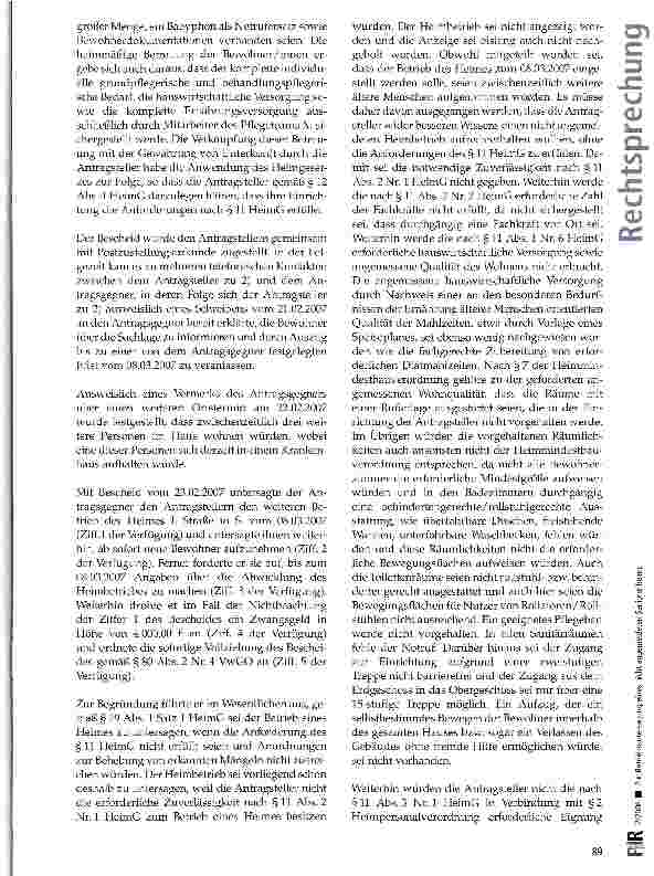 Vorschauseite 3: Zur Betriebsuntersagung eines nicht angemeldeten Seniorenheims