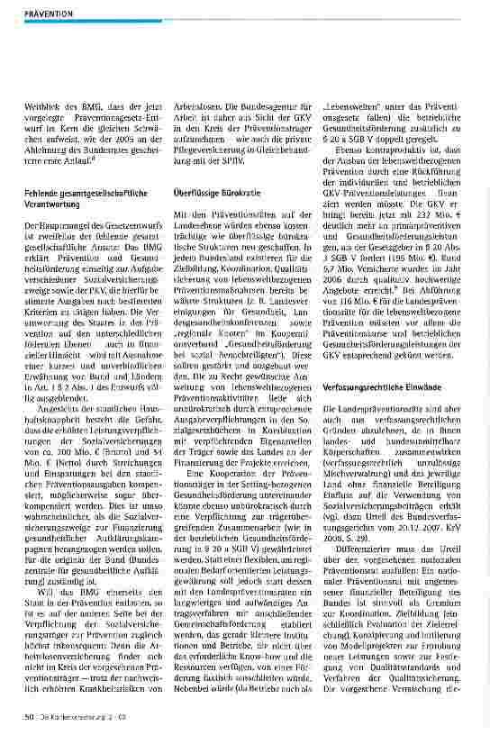 Vorschauseite 3: Präventionsgesetz: Leistungsausbau oder Verschiebebahnhof?