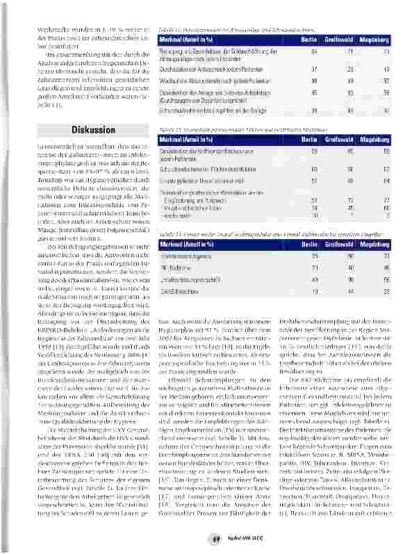 Vorschauseite 6: Multicenterstudie zur Durchführung ausgewählter Hygienemaßnahmen in 331 Zahnarztpraxen
