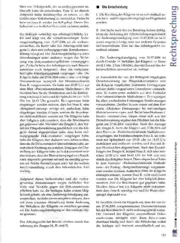 Vorschauseite 4: Verletzung von Dokumentationspflichten kann Änderungskündigung rechtfertigen