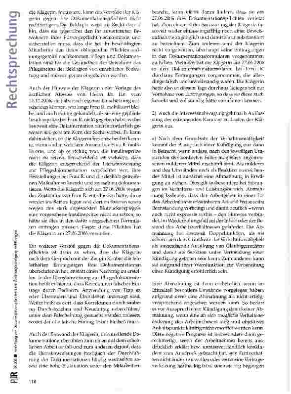 Vorschauseite 5: Verletzung von Dokumentationspflichten kann Änderungskündigung rechtfertigen