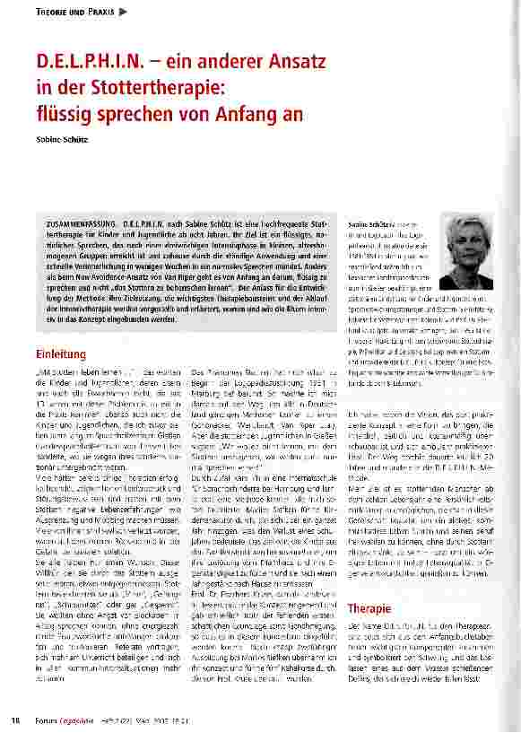 Vorschauseite 1: D. E. LP. H. I. N. - ein anderer Ansatz in der Stottertherapie: flüssig sprechen von Anfang an