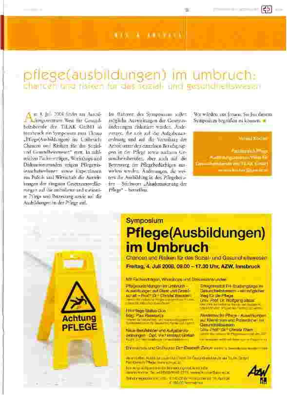 Vorschauseite 1: pflege(ausbildungen) im Umbruch: Chancen und risiken für das sozialund gesundheitswesen