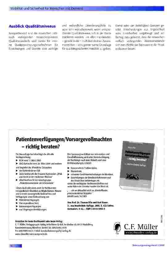 Vorschauseite 4: Mobilität und Sicherheit für Menschen mit Demenz