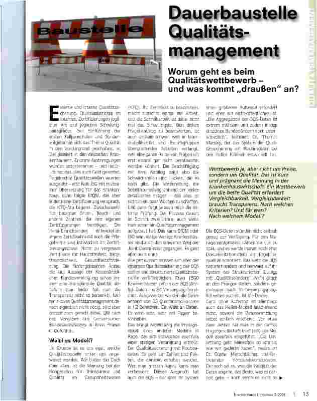 Vorschauseite 1: Dauerbaustelle Qualitätsmanagement
