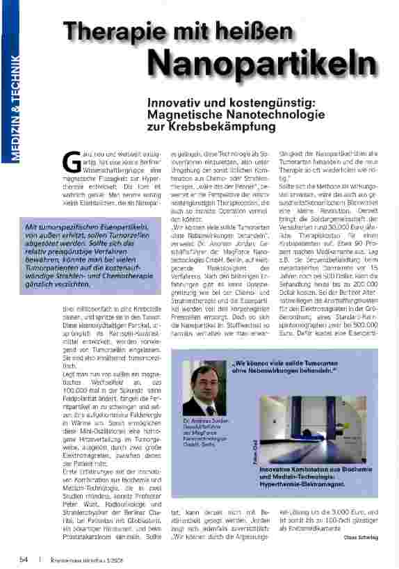 Vorschauseite 1: Therapie mit heißen Nanopartikeln