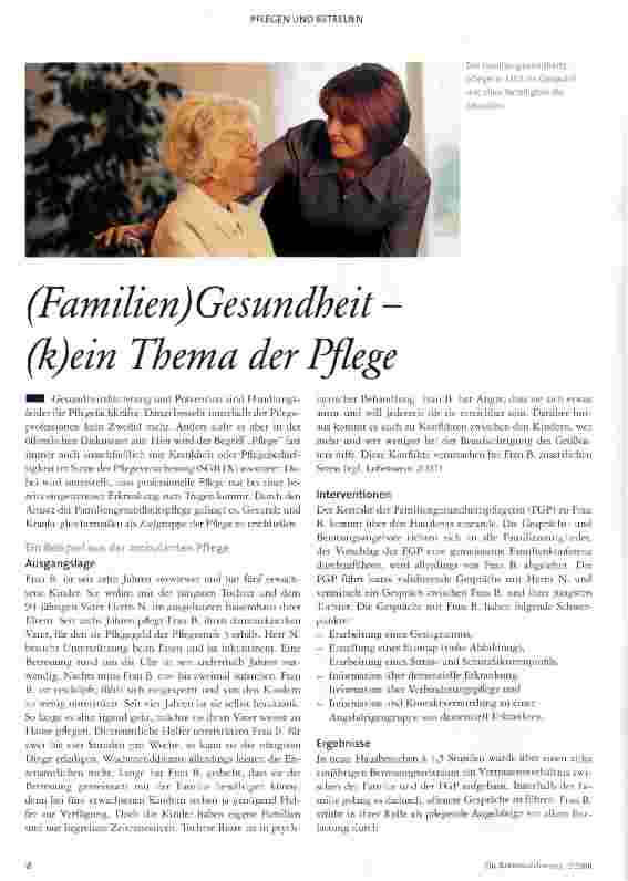 Vorschauseite 1: (Familien) Gesundheit -(k)ein Thema der Pflege