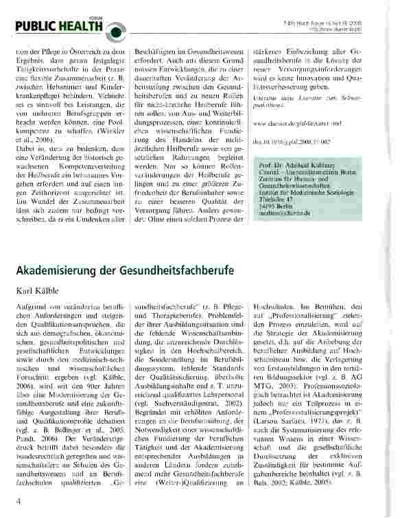 Vorschauseite 1: Akademisierung der Gesundheitsfachberufe