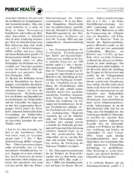 Vorschauseite 2: Die Zulassung zur Ausübung der heilberuflichen Tätigkeit im Bereich der Komplementärund Außenseitermedizin