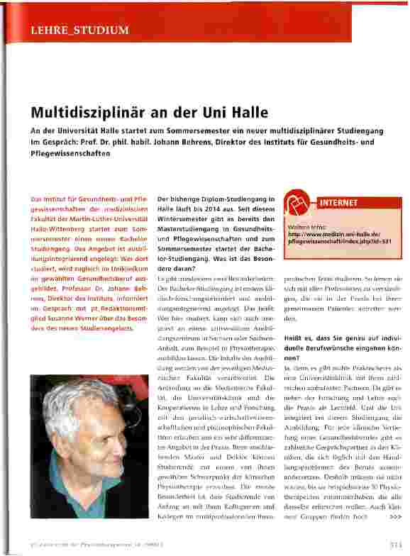 Vorschauseite 1: Multidisziplinär an der Uni Halle