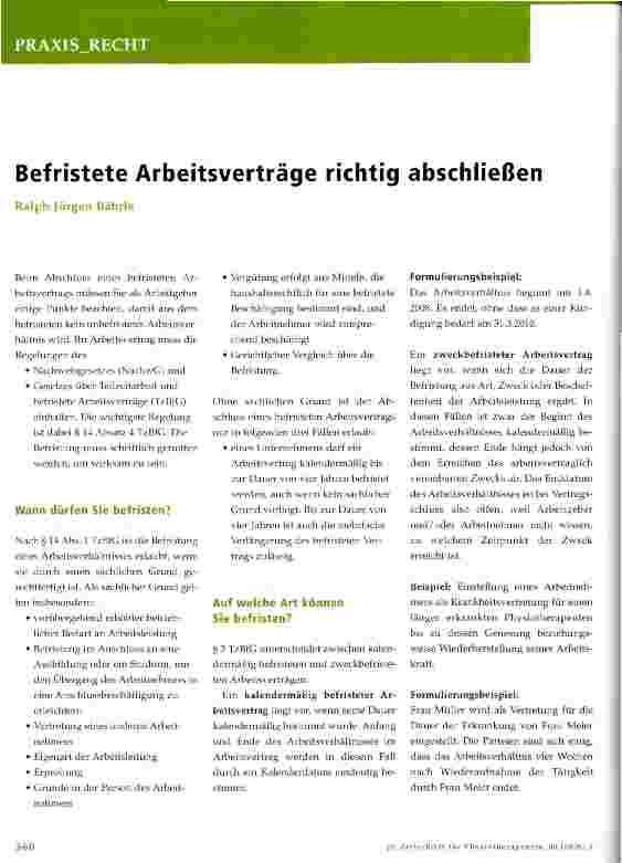 Vorschauseite 1: Befristete Arbeitsverträge richtig abschließen