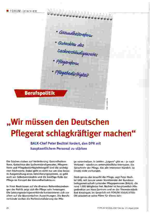Vorschauseite 1: Wir müssen den Deutschen Pflegerat schlagkräftiger machen