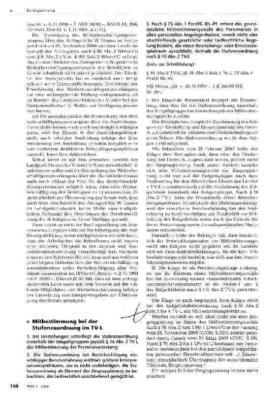 Vorschauseite 1: Mitbestimmung bei der Stufenzuordnung im TV L