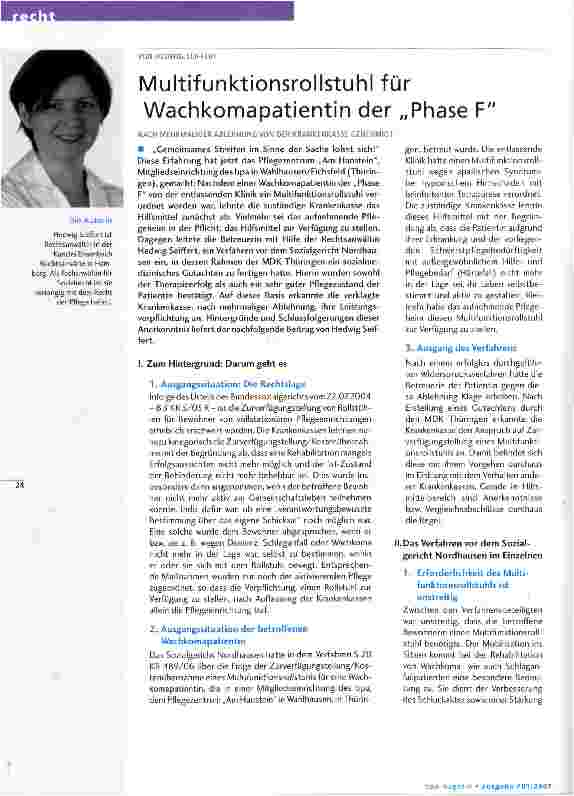 Vorschauseite 1: Multifunktionsrollstuhl für Wachkomapatientin der „Phase F