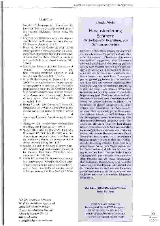 Vorschauseite 4: ANÄSTHESIOLOGISCHE BESONDERHEITEN BEI ADIPOSITAS
