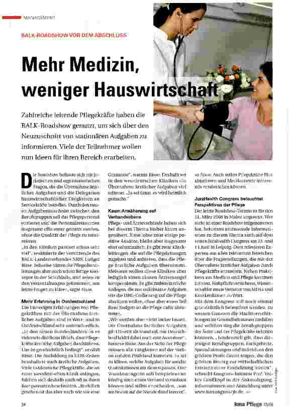 Vorschauseite 1: Mehr Medizin,weniger Hauswirtschaft