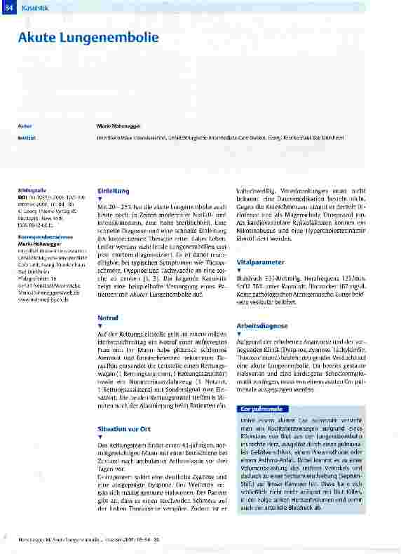 Vorschauseite 1: Akute Lungenembolie