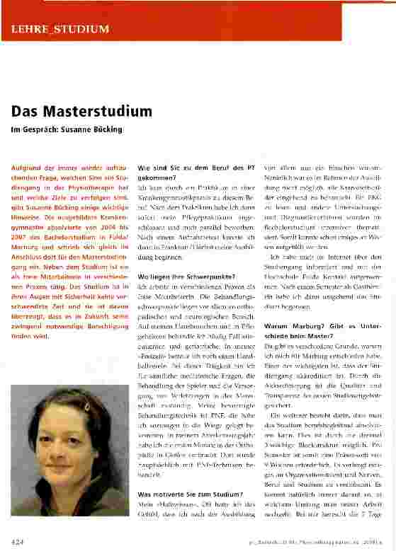 Vorschauseite 1: Das Masterstudium