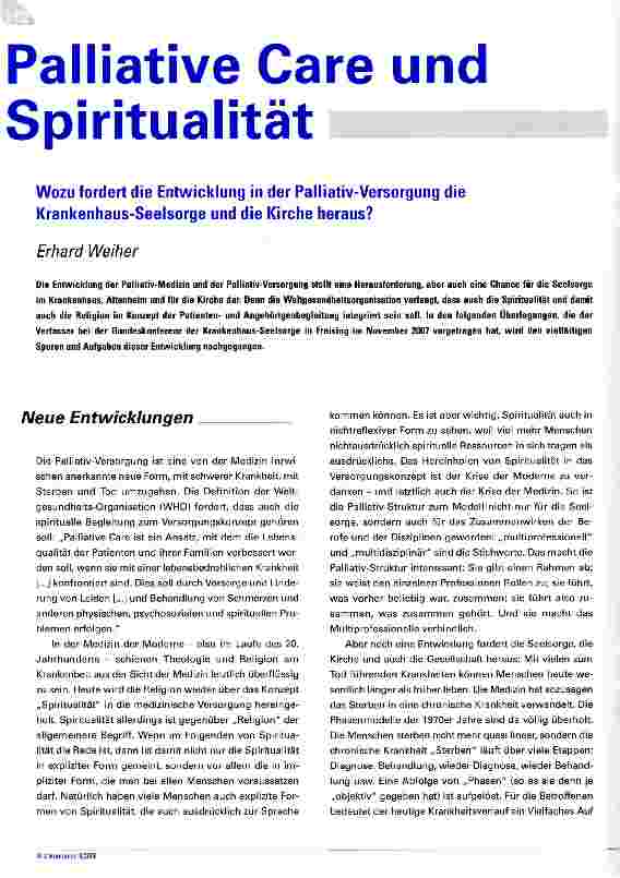 Vorschauseite 1: Palliative Care und Spiritualität