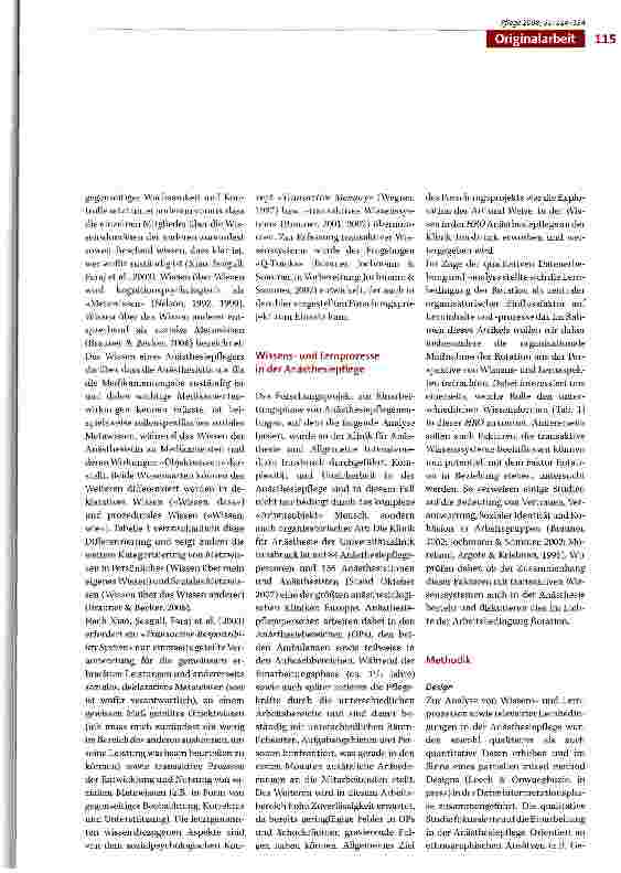 Vorschauseite 2: Rotation in der Anästhesiepflege - Eine Analyse der Wirkungen auf Wissensund Lernprozesse
