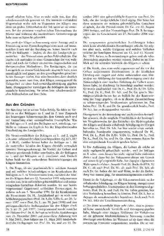 Vorschauseite 2: Haftung des Krankenhauses sowie der dort angestellten Ärzte und Hebamme für Versäumnisse vor, während und nach einer Problemgeburt