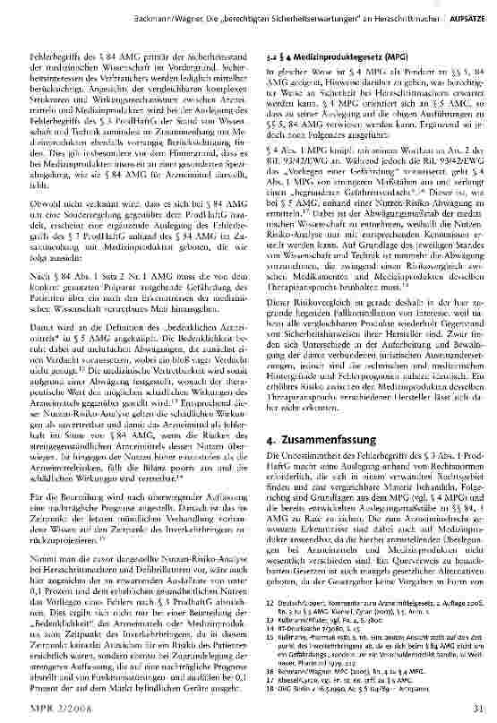 Vorschauseite 3: Die „berechtigten Sicherheitserwartungen an Herzschrittmacher und Defibrillatoren im Sinne von § 3 Abs. 1 ProdHaftG
