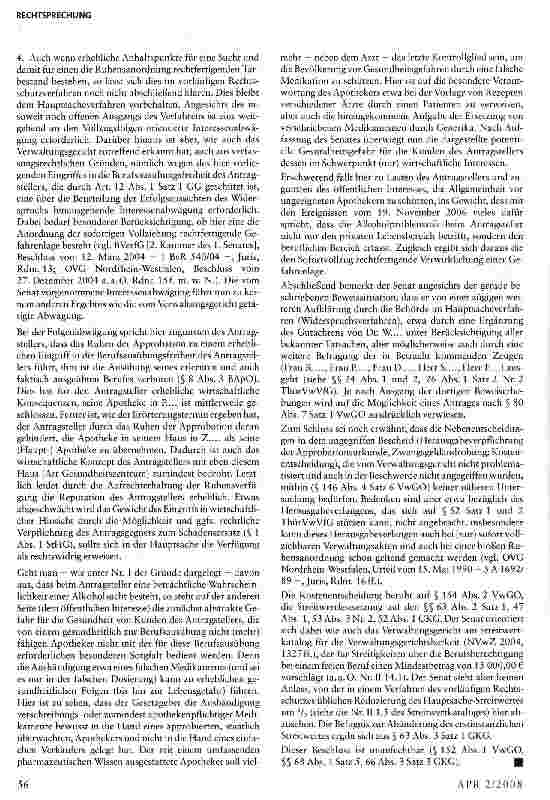 Vorschauseite 6: Ruhen der Approbation eines Apothekers erfordert zweifelsfreie gesundheitliche Nichteignung
