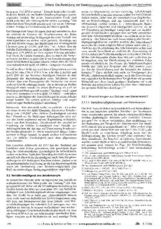 Vorschauseite 3: Die Bedeutung der Daseinsvorsorge und des Grundsatzes der Tarifeinheit für das Arbeitskampf recht am Beispiel des Bahnstreiks - zugleich Anmerkung zum Urteil des LAG Sachsen v. 2.…