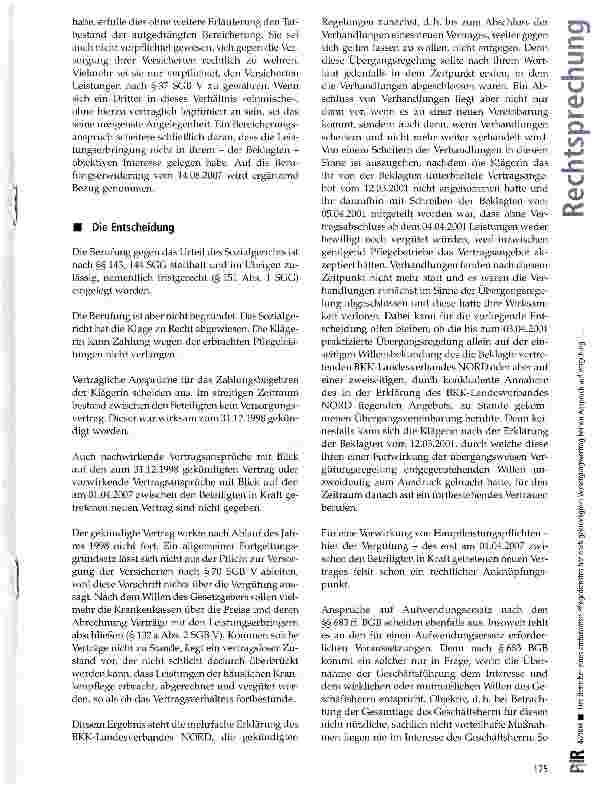 Vorschauseite 4: Der Betreiber eines ambulanten Pflegedienstes hat nach gekündigtem Versorgungsvertrag keinen Anspruch gegen die Krankenversicherung auf Vergütung von Leistungen der häuslichen Kra…
