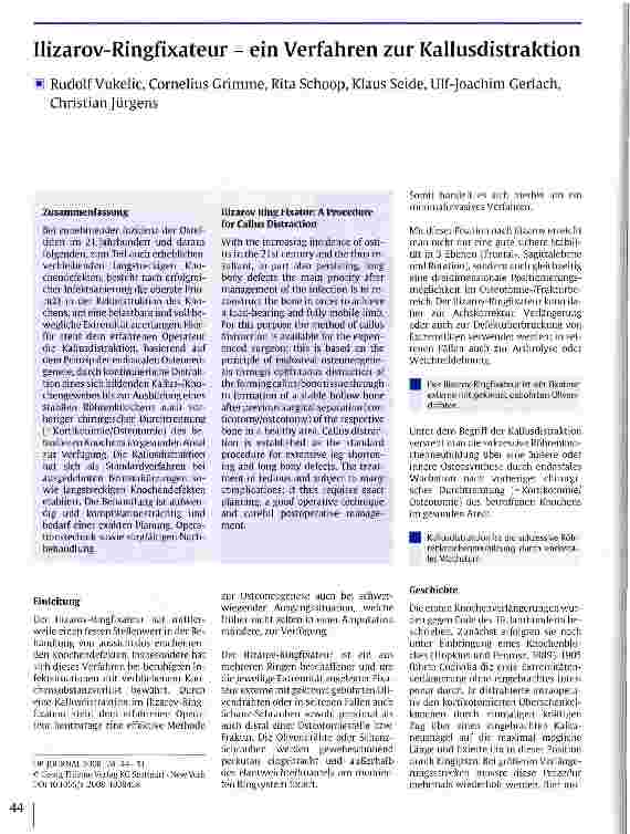 Vorschauseite 1: Ilizarov-Ringfixateur - ein Verfahren zur Kallusdistraktion