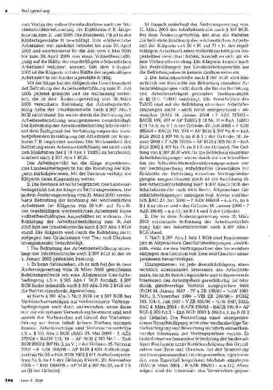 Vorschauseite 2: Inhaltskontrolle der Befristung einer Arbeitszeiterhöhung