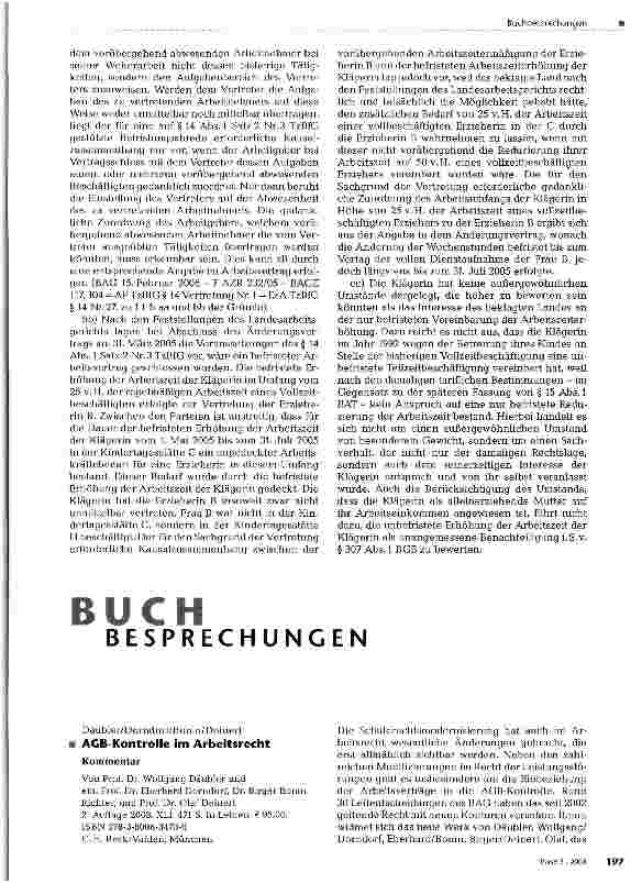Vorschauseite 5: Inhaltskontrolle der Befristung einer Arbeitszeiterhöhung
