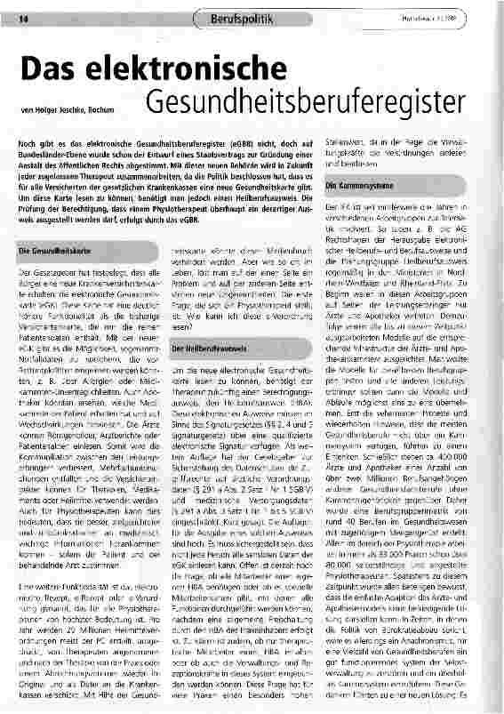 Vorschauseite 1: Das elektronische Gesundheitsberuferegister