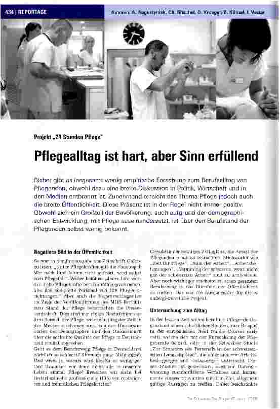 Vorschauseite 1: Pflegealltag ist hart, aber Sinn erfüllend