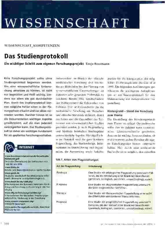 Vorschauseite 1: Das Studienprotokoll
