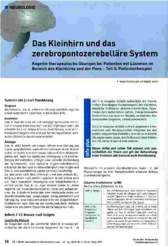 Vorschauseite 1: Das Kleinhirn und das zerebropontozerebelläre System