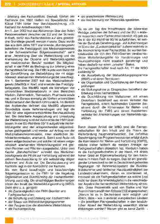 Vorschauseite 3: Weiterbildung zum Facharzt für Anästhesiologie in der Schweiz