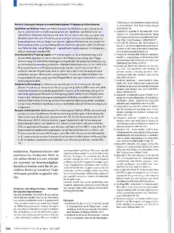 Vorschauseite 4: Arzneimitteltherapie an intersektoralen Schnittstellen - Lösungsstrategien zur Qualitätssicherung