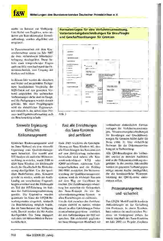 Vorschauseite 3: Sana Kliniken AG praktiziert Excellence-Modell des EFQM