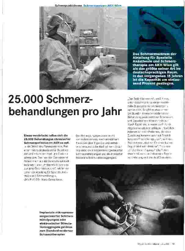 Vorschauseite 1: 25.000 Schmerzbehandlungen pro Jahr