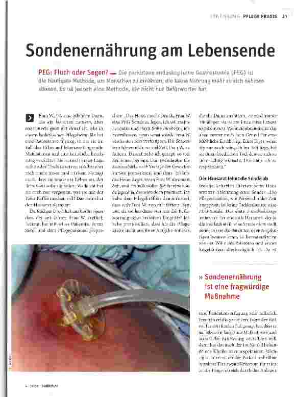 Vorschauseite 1: Sondenernährung am Lebensende