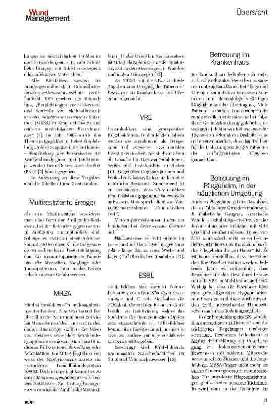 Vorschauseite 4: Versorgung von Patienten mit multiresistenten Erregern (MRE) im Vergleich: Krankenhaus — Pflegeeinrichtung — häuslicher Bereich