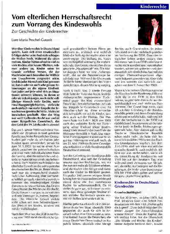 Vorschauseite 1: Vom elterlichen Herrschaftsrecht zum Vorrang des KindeswohlsZur Geschichte der Kinderrechte