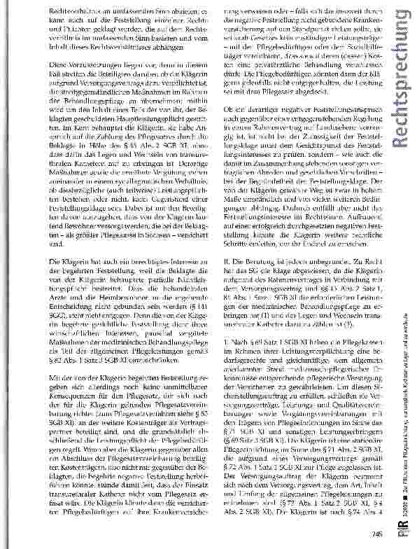 Vorschauseite 3: Zur Pflicht einer Pflegeeinrichtung, transurethrale Katheter zu legen und zu wechseln