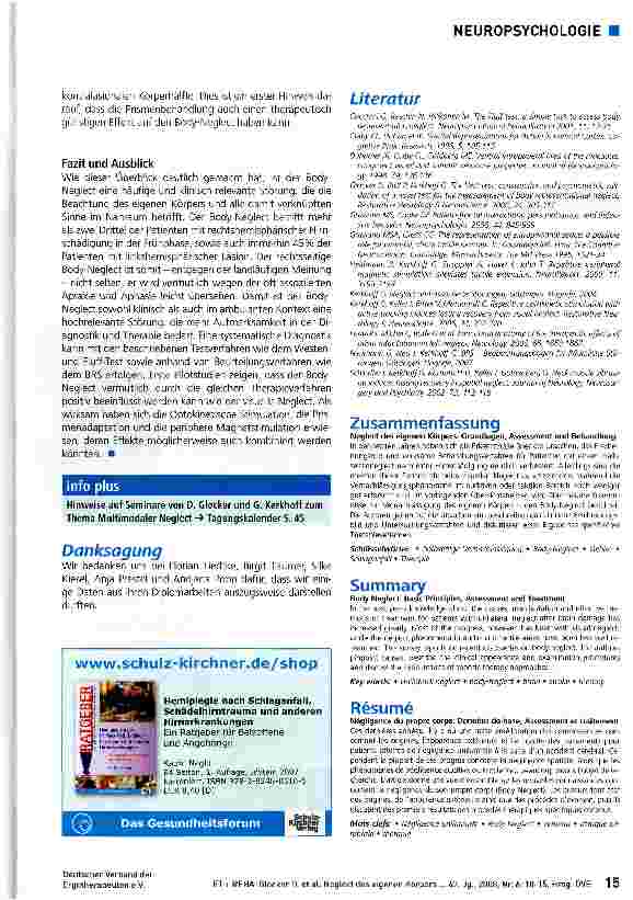 Vorschauseite 6: Neglect des eigenen Körpers